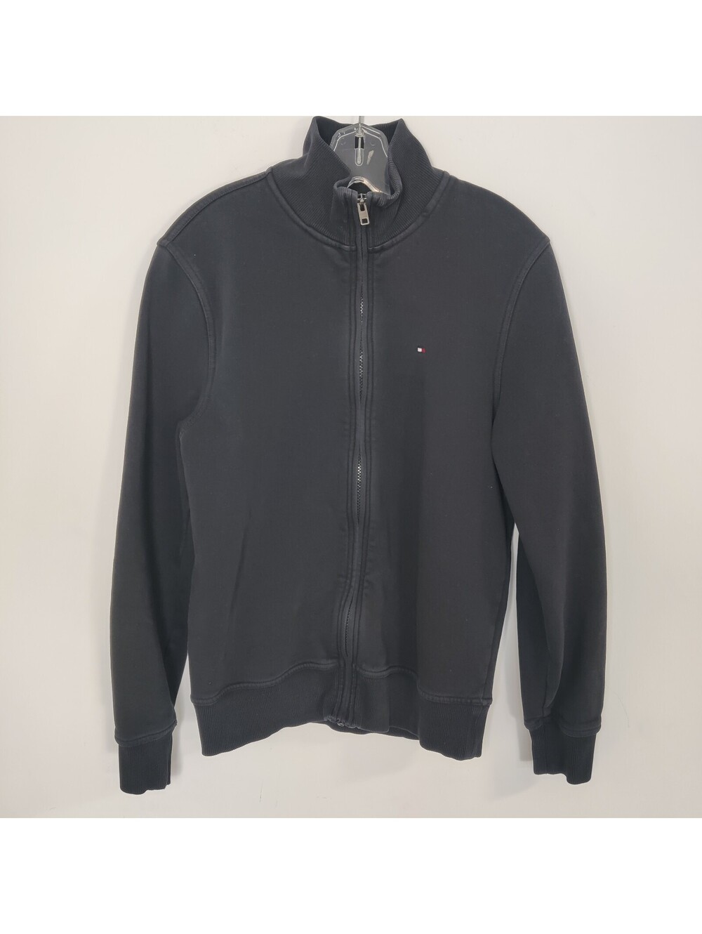 Tommy Hilfiger Black Mock Neck Full Zip Fleece Lined Track Sweatshirt Jacket S